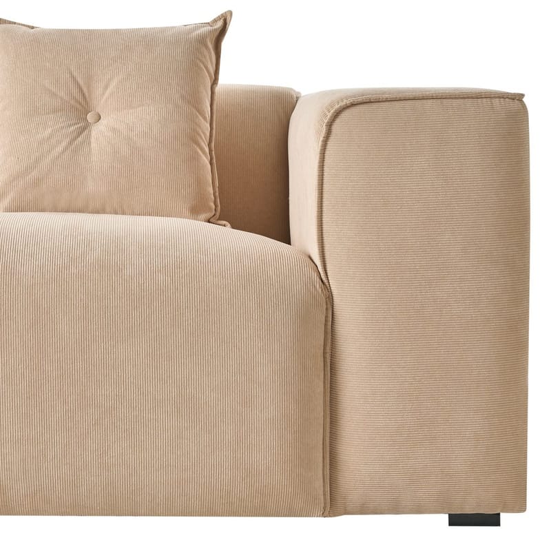 3-sits soffa Dolva - Beige, svart/Högervänd/Manchestertyg - Möbler - Vardagsrum - Soffor - Divansoffa & schäslong