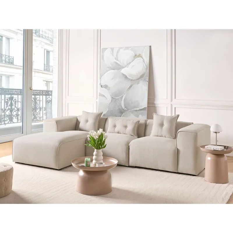 3-sits soffa Dolva - Beige, svart/Högervänd/Polyester - Möbler - Vardagsrum - Soffor - Modulsoffor - Komplett modulsoffa