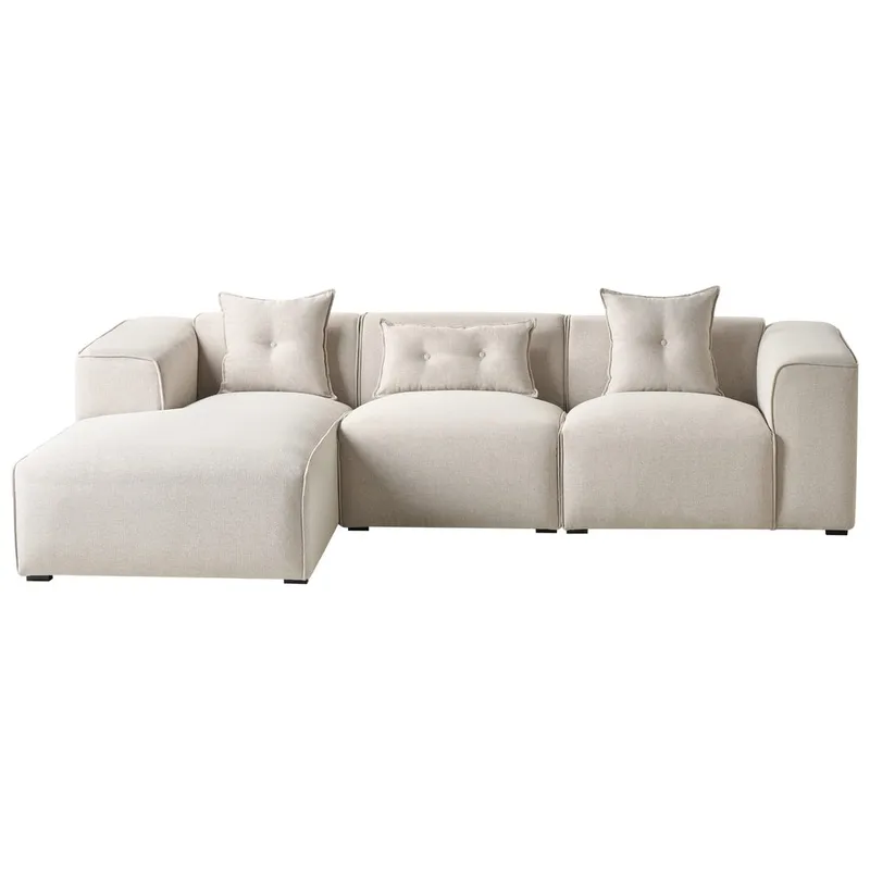 3-sits soffa Dolva - Beige, svart/Högervänd/Polyester - Möbler - Vardagsrum - Soffor - Modulsoffor - Komplett modulsoffa
