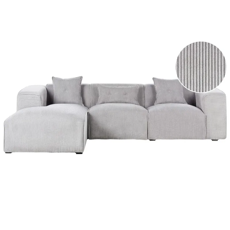 3-sits soffa Dolva - Grå, svart/Högervänd/Manchestertyg - Möbler - Vardagsrum - Soffor - Modulsoffor - Komplett modulsoffa