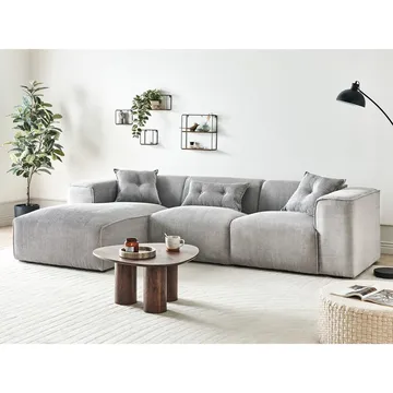 3-sits soffa Dolva - Grå, svart/Högervänd/Manchestertyg - Möbler - Vardagsrum - Soffor - Modulsoffor - Komplett modulsoffa