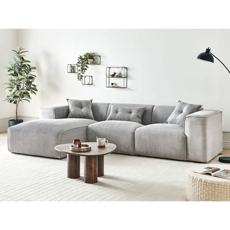 3-sits soffa Dolva - Grå, svart/Högervänd/Manchestertyg - Möbler - Vardagsrum - Soffor - Modulsoffor - Komplett modulsoffa