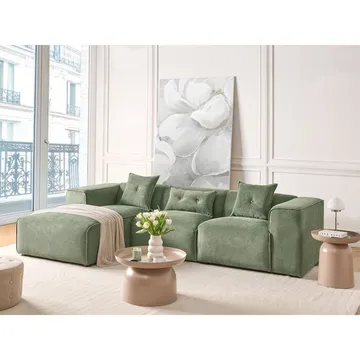 3-sits soffa Dolva - Grön, Svart/Högervänd/Chenille - Möbler - Vardagsrum - Soffor - Modulsoffor - Komplett modulsoffa