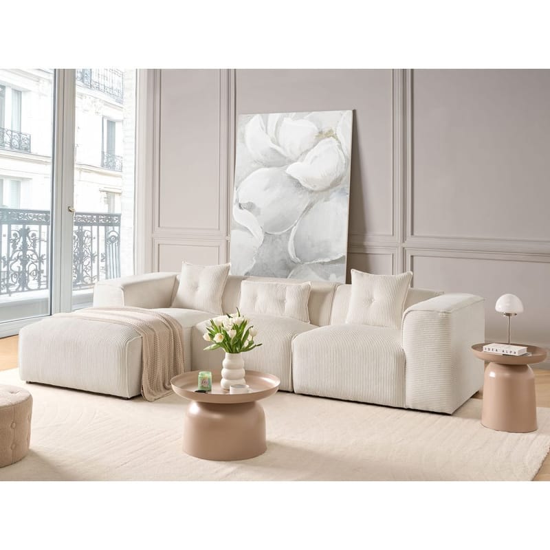 3-sits soffa Dolva - Vit, Svart/Högervänd/Manchestertyg - Möbler - Vardagsrum - Soffor - Modulsoffor - Komplett modulsoffa