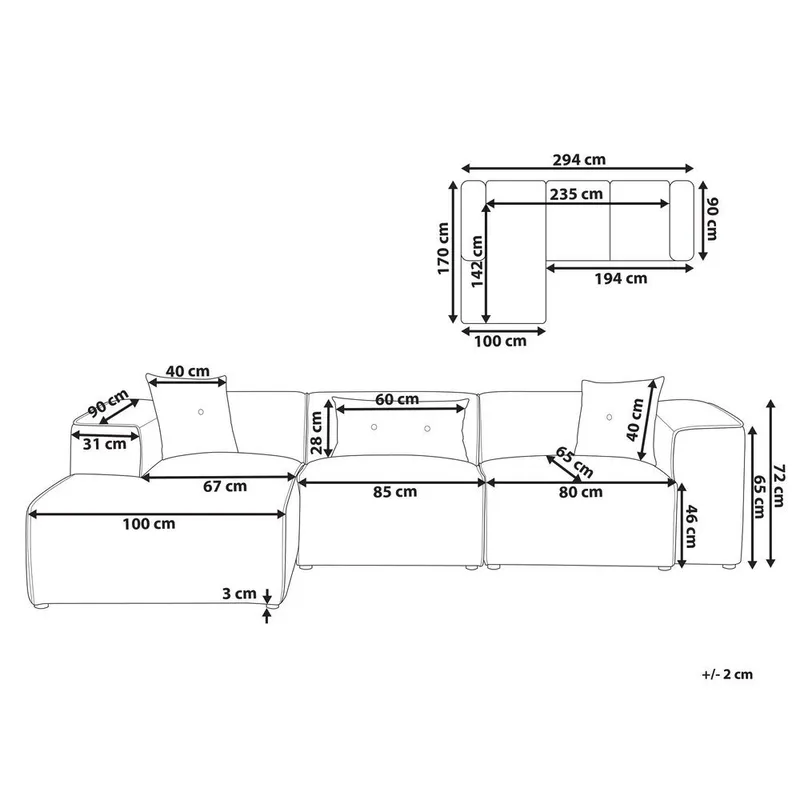 3-sits soffa Dolva - Vit, Svart/Högervänd/Manchestertyg - Möbler - Vardagsrum - Soffor - Divansoffa & schäslong