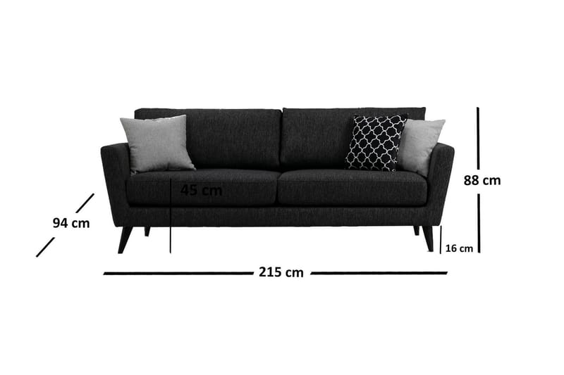 DUNGE 3-Sits Soffa Grå - 3-sits soffor