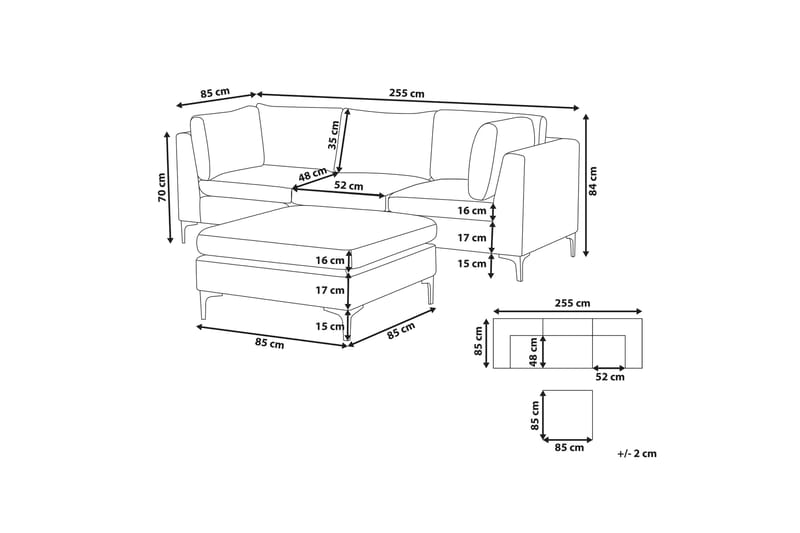 EINAREN 3-sits Soffa med Fotpall Sammet/Grön - 3-sits soffor