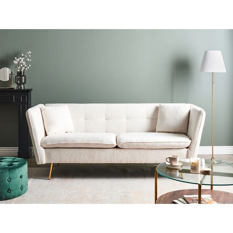 3-sits soffa Frederica - Vitt, guld/Bouclé - Möbler - Vardagsrum - Soffor - 3-sits soffor