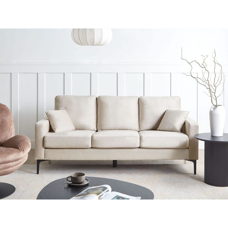 3-sits soffa Gavle - Beige, svart/Polyester - Möbler - Vardagsrum - Soffor - 3-sits soffor