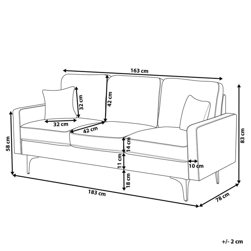 3-sits soffa Gavle - Beige, svart/Polyester - Möbler - Vardagsrum - Soffor - 3-sits soffor