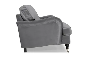 Howard soffa utan divan & schäslong Bloomington Howard Classic Sammetssoffa 3-sits Vera 2, Grå Sammet - Möbler - Vardagsrum - Soffor - 3-sits soffor