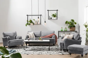 Howard soffa utan divan & schäslong Bloomington Howard Classic Sammetssoffa 3-sits Vera 2, Grå Sammet - Möbler - Vardagsrum - Soffor - 3-sits soffor