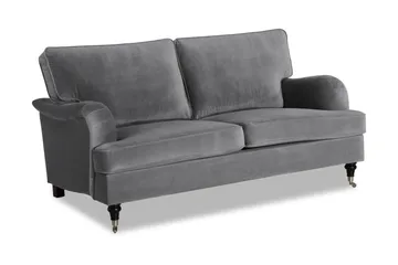 Howard soffa utan divan & schäslong Bloomington Howard Classic Sammetssoffa 3-sits Vera 2, Grå Sammet - Möbler - Vardagsrum - Soffor - 3-sits soffor