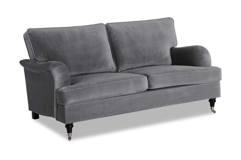 Howard soffa utan divan & schäslong Bloomington Howard Classic Sammetssoffa 3-sits Vera 2, Grå Sammet - Möbler - Vardagsrum - Soffor - 3-sits soffor