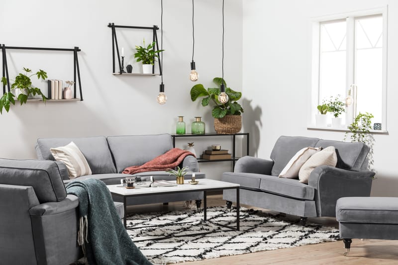 Howard soffa utan divan & schäslong Bloomington Howard Classic Sammetssoffa 3-sits Vera 2, Grå Sammet - Möbler - Vardagsrum - Soffor - 3-sits soffor