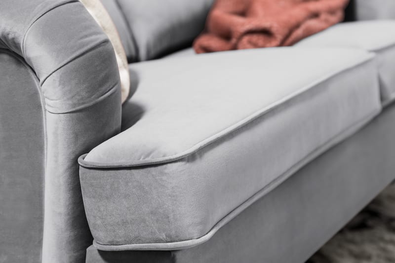 Howard soffa utan divan & schäslong Bloomington Howard Classic Sammetssoffa 3-sits Vera 2, Grå Sammet - Möbler - Vardagsrum - Soffor - 3-sits soffor