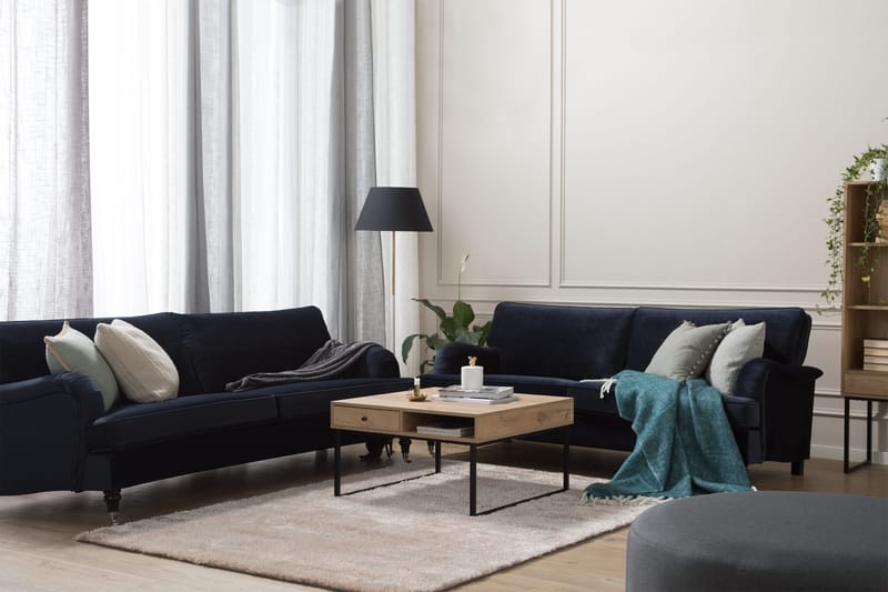 Howard soffa utan divan & schäslong Bloomington Howard Classic Sammetssoffa 3,5-sits Vera 4, Blå Sammet - Möbler - Vardagsrum - Soffor - 3-sits soffor