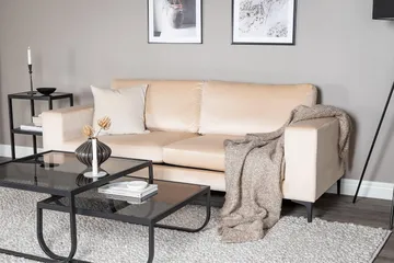 Johana 3-sits Sammetssoffa - Beige - Möbler - Vardagsrum - Soffor - 3-sits soffor