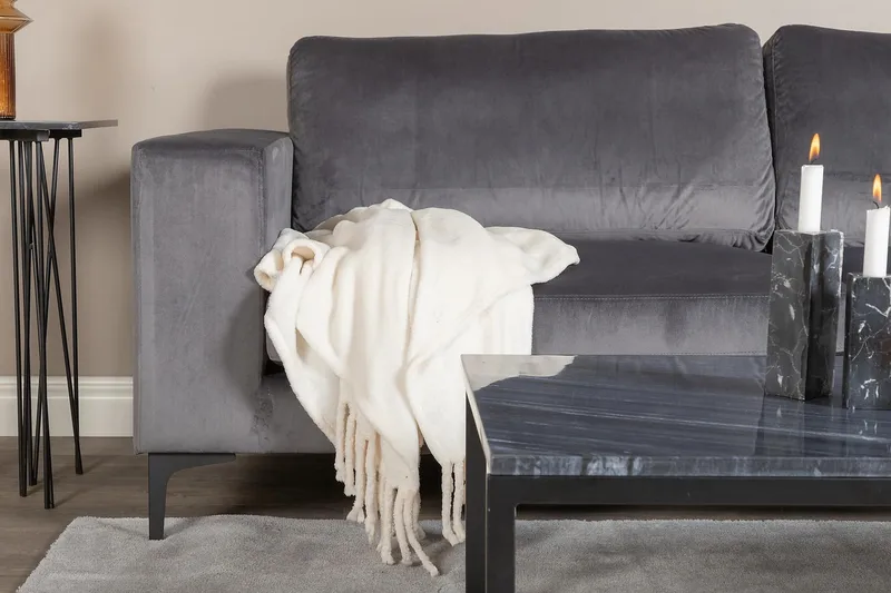 Johana 3-sits Sammetssoffa - Grå - Möbler - Vardagsrum - Soffor - 3-sits soffor