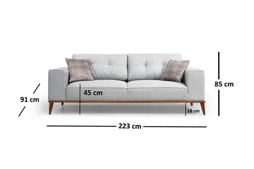 Jonnesha 3-Sits Soffa - Grå - Möbler - Vardagsrum - Bäddsoffor - 3-sits bäddsoffa
