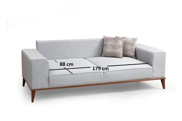 Jonnesha Bäddsoffa Knappad Rygg i Tyg med Träben - Grå - Möbler - Vardagsrum - Bäddsoffor - 3-sits bäddsoffa