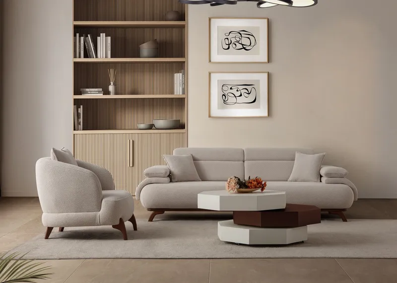 Kelnor 3-sits Soffa 246x81x97 cm - Beige - Möbler - Vardagsrum - Soffor - 3-sits soffor