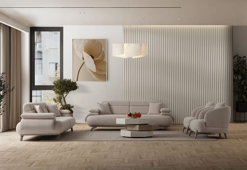 Kelnor 3-sits Soffa 246x81x97 cm - Beige - Möbler - Vardagsrum - Soffor - 3-sits soffor