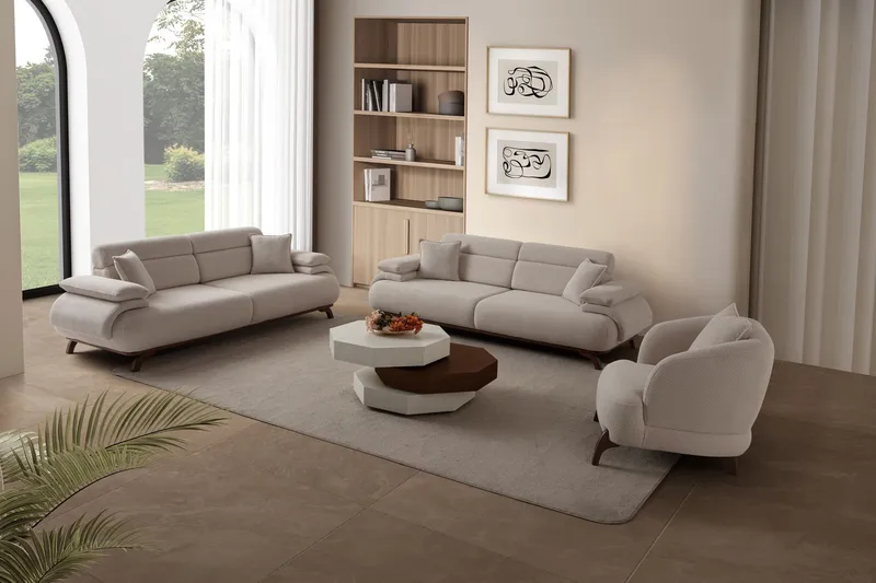 Kelnor 3-sits Soffa 246x81x97 cm - Beige - Möbler - Vardagsrum - Soffor - 3-sits soffor