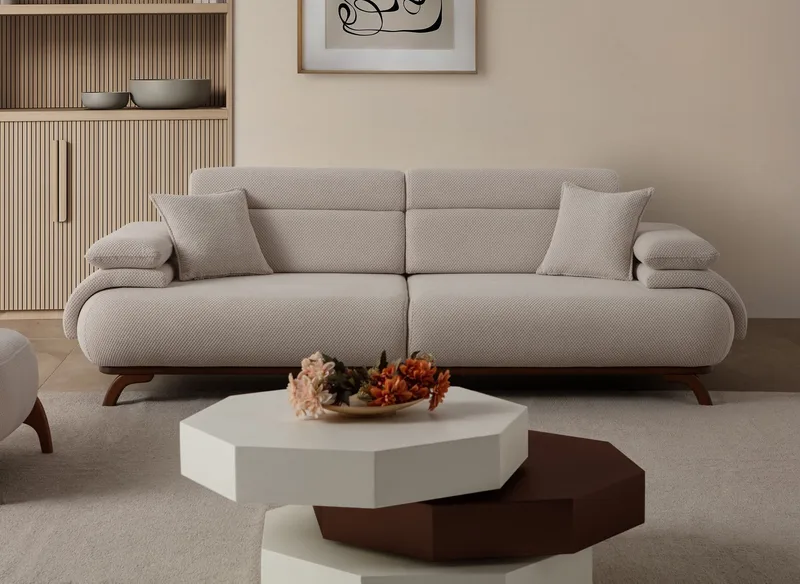 Kelnor 3-sits Soffa 246x81x97 cm - Beige - Möbler - Vardagsrum - Soffor - 3-sits soffor