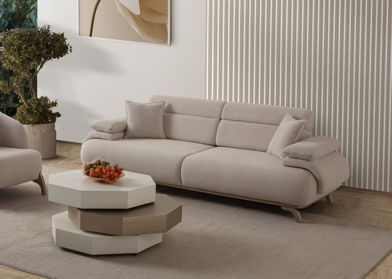 Kelnor 3-sits Soffa 246x81x97 cm - Beige - Möbler - Vardagsrum - Soffor - 3-sits soffor