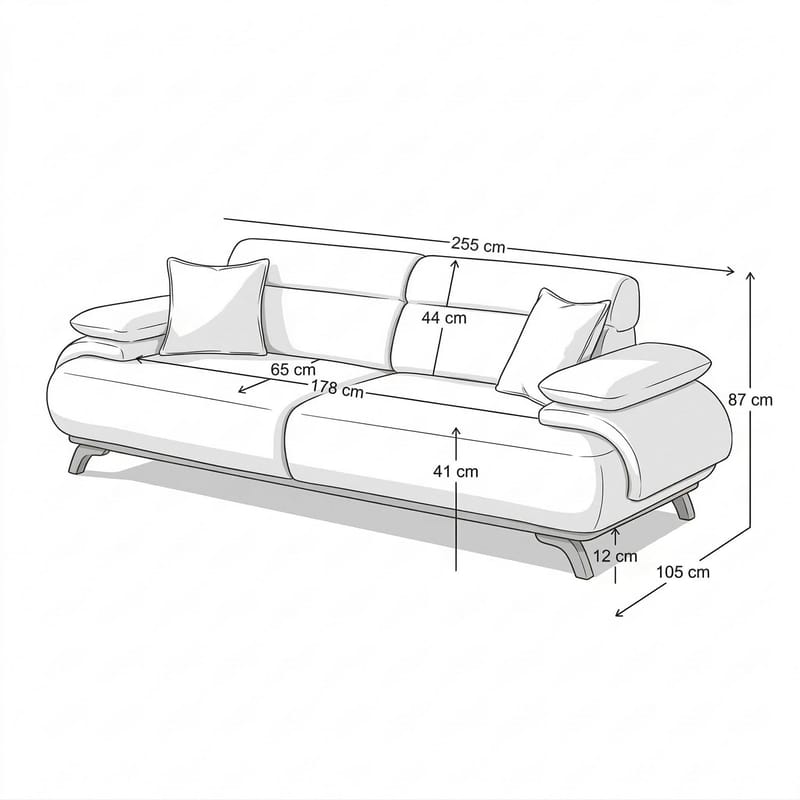 Kelnor 3-sits Soffa 246x81x97 cm - Jord - Möbler - Vardagsrum - Soffor - 3-sits soffor