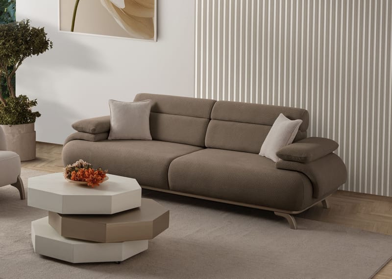 Kelnor 3-sits Soffa 246x81x97 cm - Jord - Möbler - Vardagsrum - Soffor - 3-sits soffor