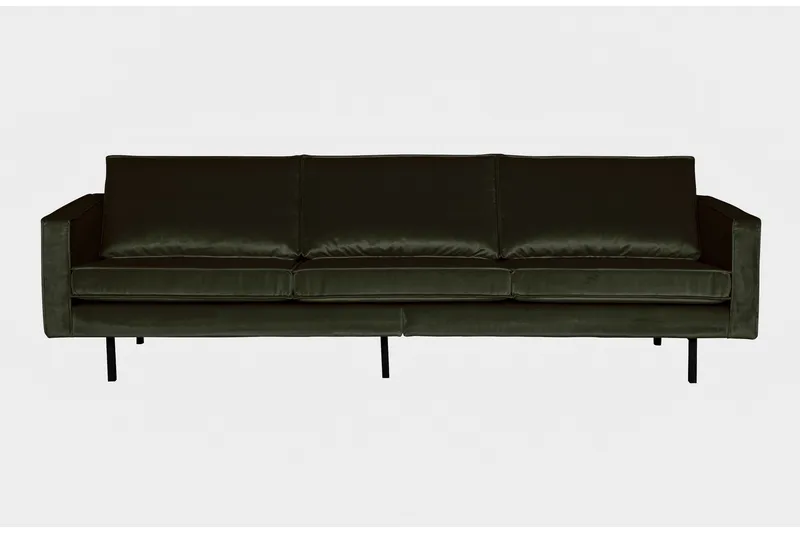 Lissbon 3-sits Rektangulär Sammetssoffa, Grön
