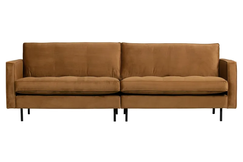 Lissbon 3-sits Sammetssoffa 275 cm, Brun|Gul