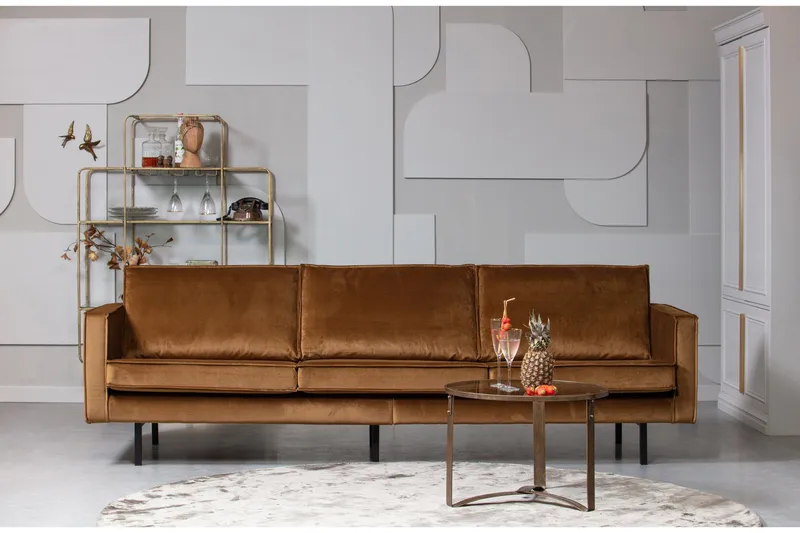 Lissbon 3-sits Sammetssoffa - Gul - Möbler - Vardagsrum - Soffor - 3-sits soffor