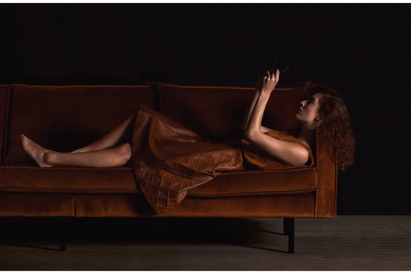 Lissbon 3-sits Sammetssoffa - Rost - Möbler - Vardagsrum - Soffor - 3-sits soffor