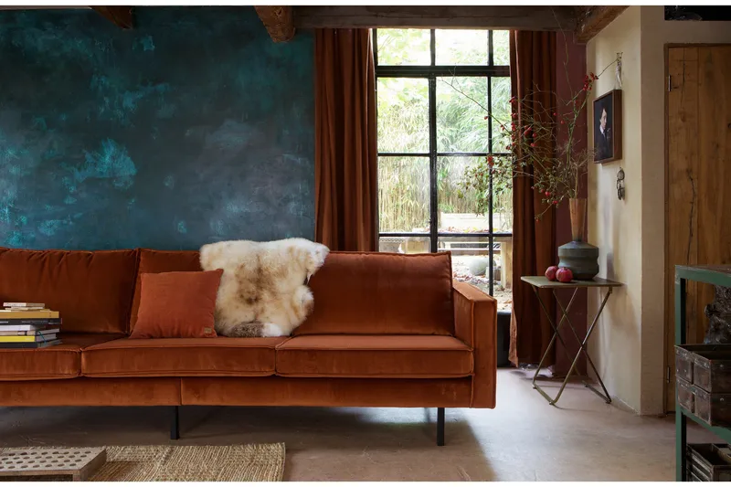 Lissbon 3-sits Sammetssoffa - Rost - Möbler - Vardagsrum - Soffor - 3-sits soffor