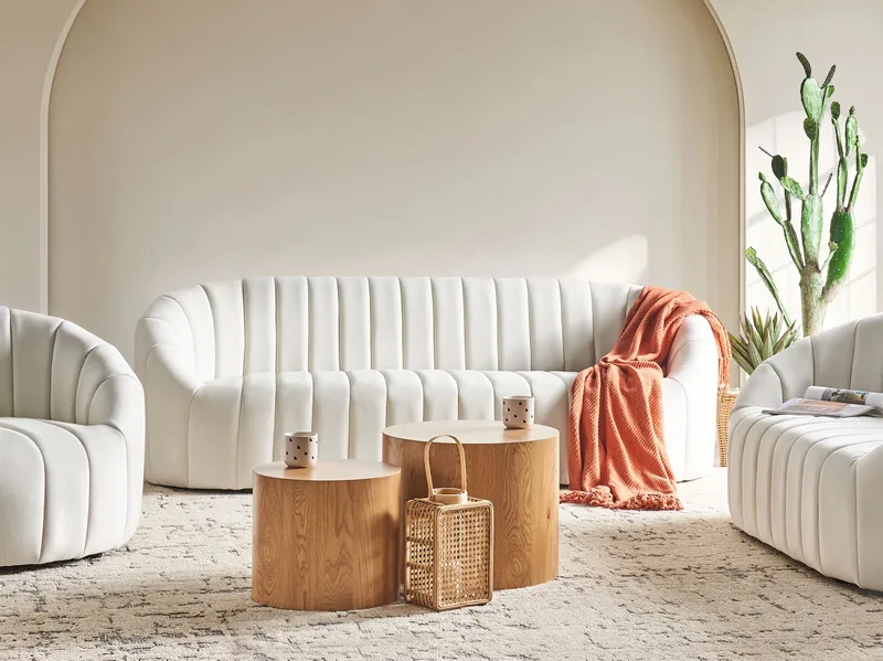 3-sits soffa Malung - Off-White - Möbler - Vardagsrum - Soffor - Sammetssoffor