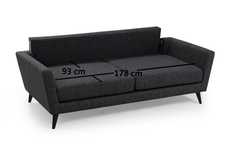 Mangia 3-sits Bäddsoffa 93x178 cm i Tyg - Antracit - Möbler - Vardagsrum - Bäddsoffor - 3-sits bäddsoffa