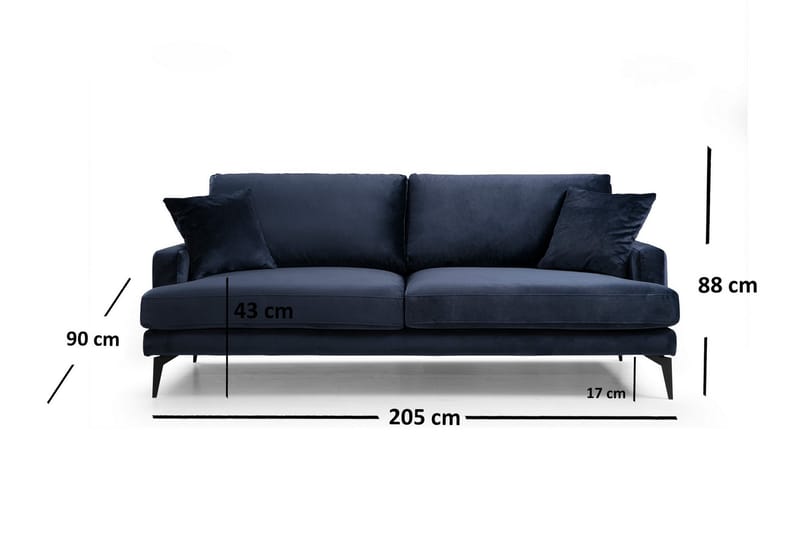 MANIJA 3-Sits Soffa Blå - 3-sits soffor