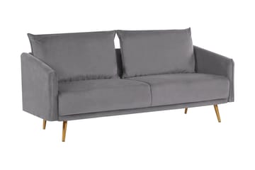 Maurana 3-sits Sammetssoffa med Metallben - Grå - Möbler - Vardagsrum - Soffor - 3-sits soffor