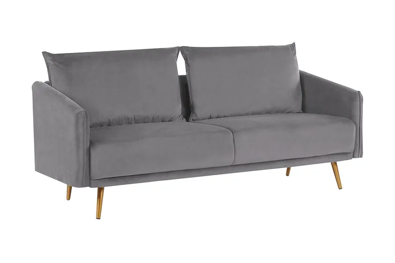 Maurana 3-sits Sammetssoffa med Metallben - Grå - Möbler - Vardagsrum - Soffor - 3-sits soffor