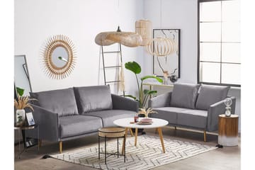 Maurana 3-sits Sammetssoffa med Metallben - Grå - Möbler - Vardagsrum - Soffor - 3-sits soffor