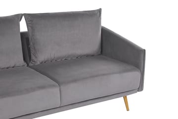 Maurana 3-sits Sammetssoffa med Metallben - Grå - Möbler - Vardagsrum - Soffor - 3-sits soffor