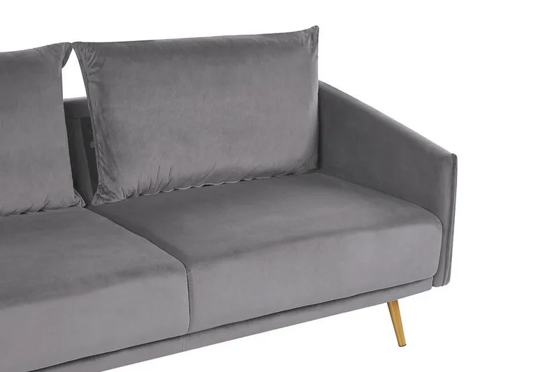 Maurana 3-sits Sammetssoffa med Metallben - Grå - Möbler - Vardagsrum - Soffor - 3-sits soffor