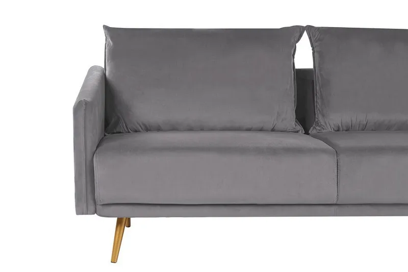 Maurana 3-sits Sammetssoffa med Metallben - Grå - Möbler - Vardagsrum - Soffor - 3-sits soffor