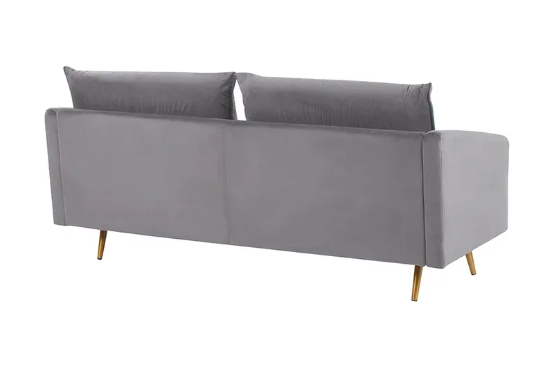 Maurana 3-sits Sammetssoffa med Metallben - Grå - Möbler - Vardagsrum - Soffor - 3-sits soffor