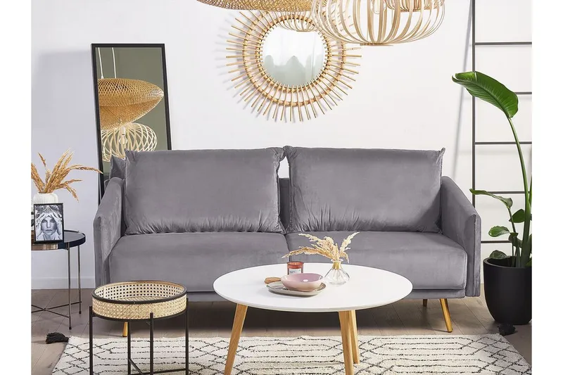 Maurana 3-sits Soffa - Sammet/Grå - Möbler - Vardagsrum - Soffor - 3-sits soffor