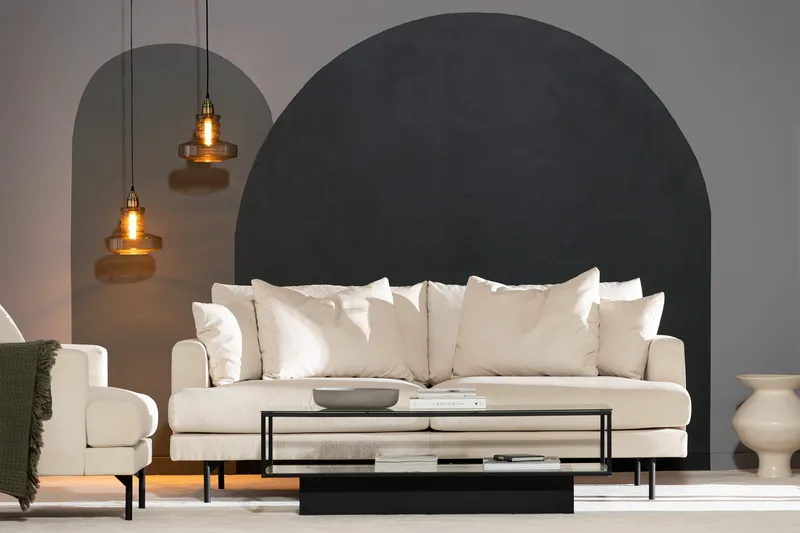 Menard 3-sits Djup Manchestersoffa - Beige - Möbler - Vardagsrum - Soffor - 3-sits soffor