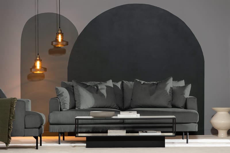 Menard 3-sits Djup Manchestersoffa - Grå - Möbler - Vardagsrum - Soffor - 3-sits soffor